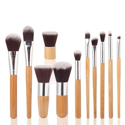11 Pcs Bamboo Makeup Brushes Set