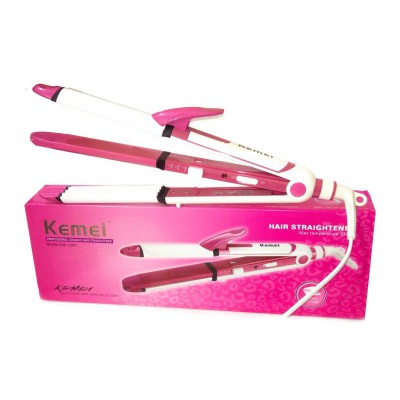 Kemei KM-1291 Professional 3in1 straightener Curler Crimper Iron