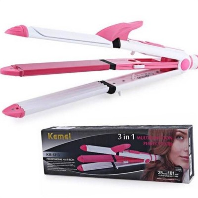 Kemei KM-1213 Straight, Curl & Crimp 3 in 1 Straightener